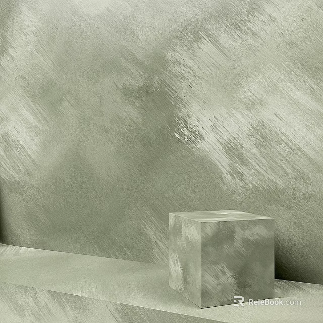 Smooth Gray Cubic Component Against Textured Wall Background In Minimalist Interior 3d model
