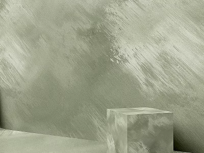Smooth Gray Cubic Component Against Textured Wall Background In Minimalist Interior 3d model