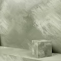 Smooth Gray Cubic Component Against Textured Wall Background In Minimalist Interior 3d model