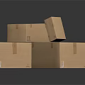 Stacked Brown Cardboard Boxes Sealed With Packing Tape On Dark Surface