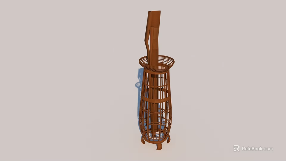 Elegant Brown Wooden Tea Set Stand With Openwork Design For Home Decor 3d model 