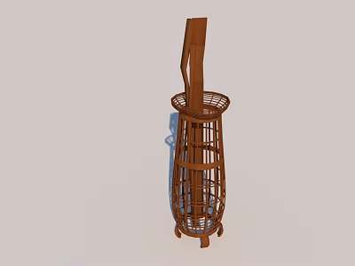 Elegant Brown Wooden Tea Set Stand With Openwork Design For Home Decor 3d model