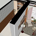 Elegant Live Stream Room With Rose Patterned Relief Wall Floor Lamp And Green Plants