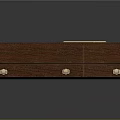 Brown Wooden Coffin Design With Gold Cross And Metal Clasps