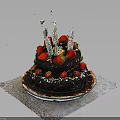 Two Layer Chocolate Cake Topped With Fresh Strawberries White Candles And Colorful Sprinkles