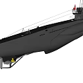 Military Submarine Warship Featuring Gray Hull Conning Tower Red Flag And Naval Design