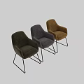 Modern Upholstered Dining Chair With Armrest And Black Metal Legs And Multiple Color Options