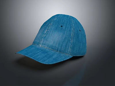 Blue Denim Baseball Cap With Stitching Details And Classic Design 3d model