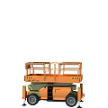 Orange Scissor Lift Aerial Work Platform with Guardrails Wheels and Outriggers