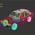 Red Taxi 3D Render With White Roof And Taxi Sign On Body Stickers