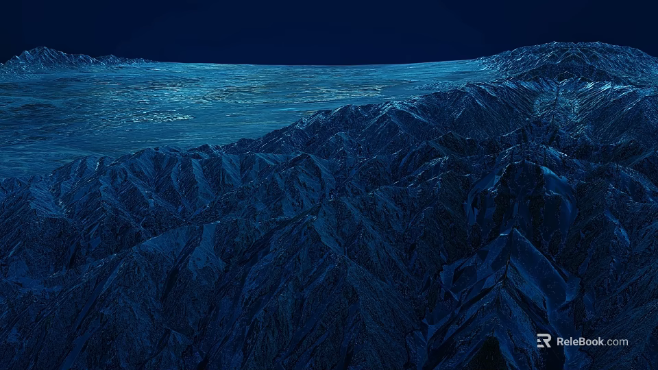 Rockery Stones In Night View With Blue Toned Mountainous Contours And Textures 3d model 