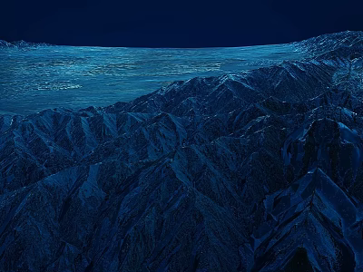 Rockery Stones In Night View With Blue Toned Mountainous Contours And Textures 3d model