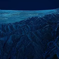 Rockery Stones In Night View With Blue Toned Mountainous Contours And Textures