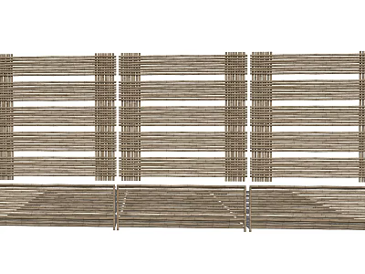 Natural Bamboo Fence With Horizontal Slats For Outdoor Garden Decoration 3d model