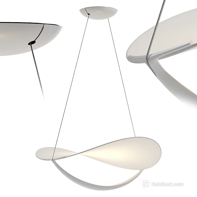 Modern White Pendant Light With Curved Twisted Design For Contemporary Interior Spaces 3d model 