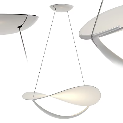 Modern White Pendant Light With Curved Twisted Design For Contemporary Interior Spaces 3d model