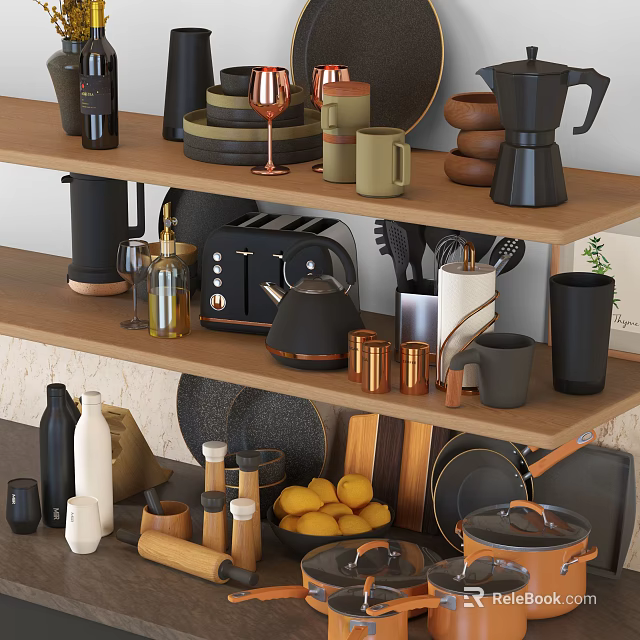 Shower Sauna Inspired Kitchen Storage Arrangement 3d model 