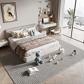 Kids Bedroom Interior With Bed Stuffed Toys And Study Desk
