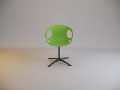 Green Round Leisure Chair With Cutout Design And Metal Base Stand 3d model
