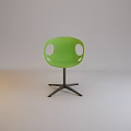 Green Round Leisure Chair With Cutout Design And Metal Base Stand