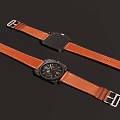 Stylish Daily Use Watches With Orange Leather Straps And Black Dials