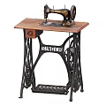 Vintage Singer Sewing Machine On Wooden Table With Intricate Metal Frame
