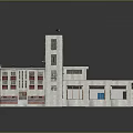 Modern Industrial Park With Multi storey Building Red Accents And White Roof Design