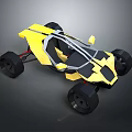 Yellow Modern Geometric Off Road Concept Vehicle With Open Cabin And Black Wheels