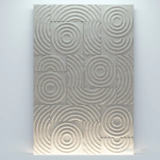 Modern Decorative Wall With Geometric Circular And Curved Patterns Light Gray Textured Design For Interior 3d model