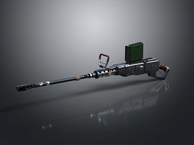 Tactical Weapon With Long Barrel Green Magazine And Metal Body Design 3d model