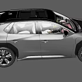 Sleek Gray Modern Electric Car With Black Roof And LED Headlights