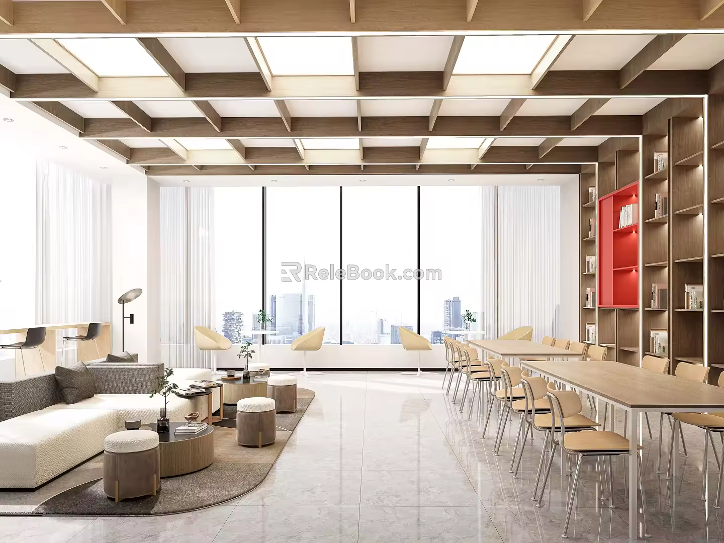 modern reading room rest reading area 3d model