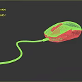 Ergonomic Wired Gaming Mouse with Black Body and Green LED Light for Computer Use
