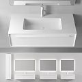 Minimalist White Wall Mounted Washbasin Vanity With Modern Design And Storage Drawer