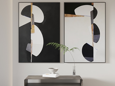 Modern abstract painting black and white hanging painting model