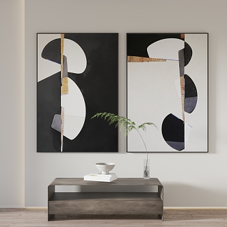 Modern abstract painting black and white hanging painting 3d model