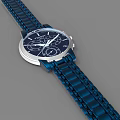 Blue Dial Wristwatch With Silver Case Metal Band And Multiple Sub Dials 3d model