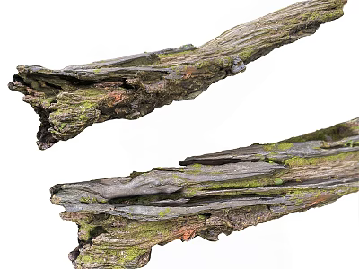 Natural Stone And Weathered Wood With Moss Covered Texture For Decorative Use 3d model
