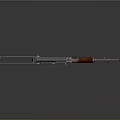 Classic Assault Rifle With Wooden Stock Red Grip And Metal Body Design