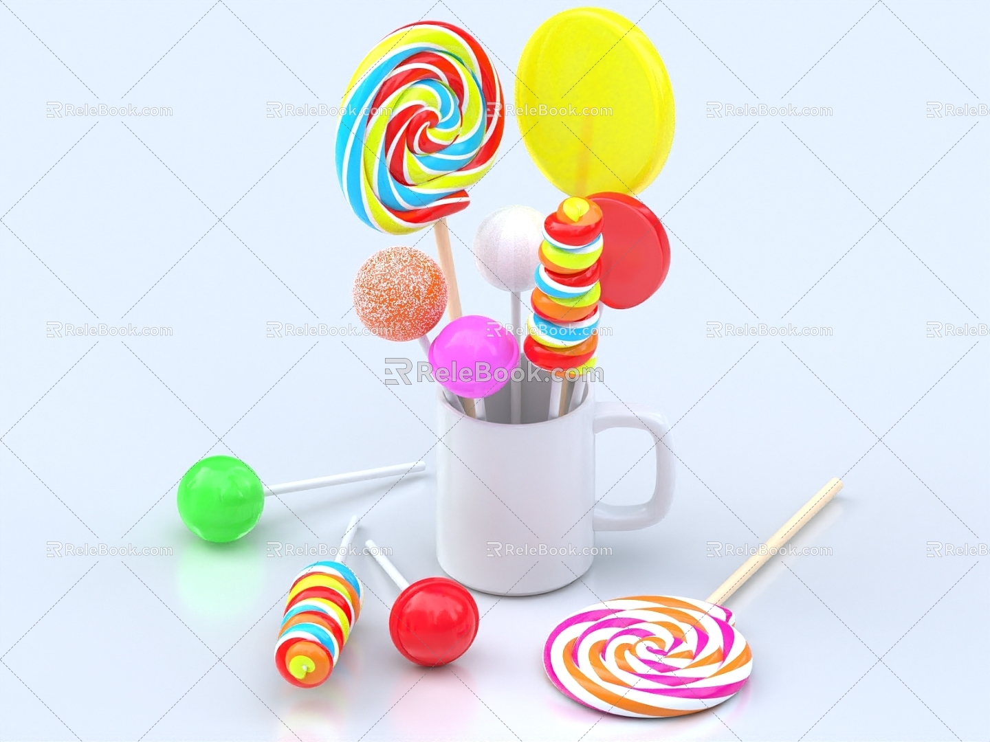 Lollipop Candy Cartoon Candy Food Dessert Snacks Meichen Ornaments 3d model