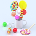 Lollipop Candy Cartoon Candy Food Dessert Snacks Meichen Ornaments 3d model