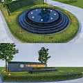 Modern Landscape Wall Design For THE LUNA GARDEN With Green Lawn And Water Fountain