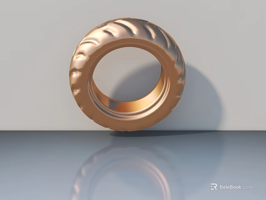 Elegant Copper Swing Door With Wavy Texture And Gray Surface Reflection 3d model 