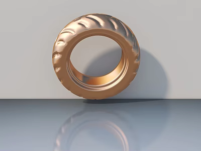 Elegant Copper Swing Door With Wavy Texture And Gray Surface Reflection 3d model