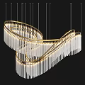 Luxurious Modern Spiral Chandelier With Gold Frame And Illuminated Crystal Pendants