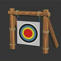 Archery Target Sports Equipment With Wooden Stand And Colorful Bullseye Design