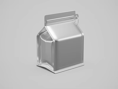 Sleek Silver Aluminum Foil Pouch With Stand Up Design And Top Opening 3d model