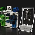 Adidas Sports Fashion Clothes Display Featuring Green Blue Apparel And Black Jacket