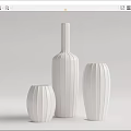 Three White Striped Ceramic Vases with Different Sizes for Modern Interior Decor 3d model