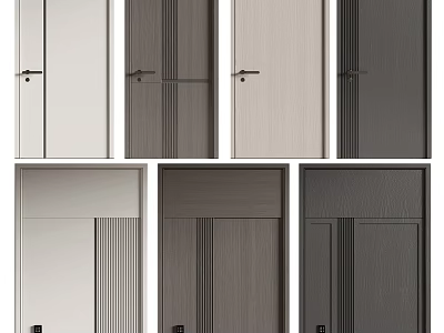 Modern Home Interior Hinged Doors With Vertical Lines Sleek Panels And Various Colors 3d model